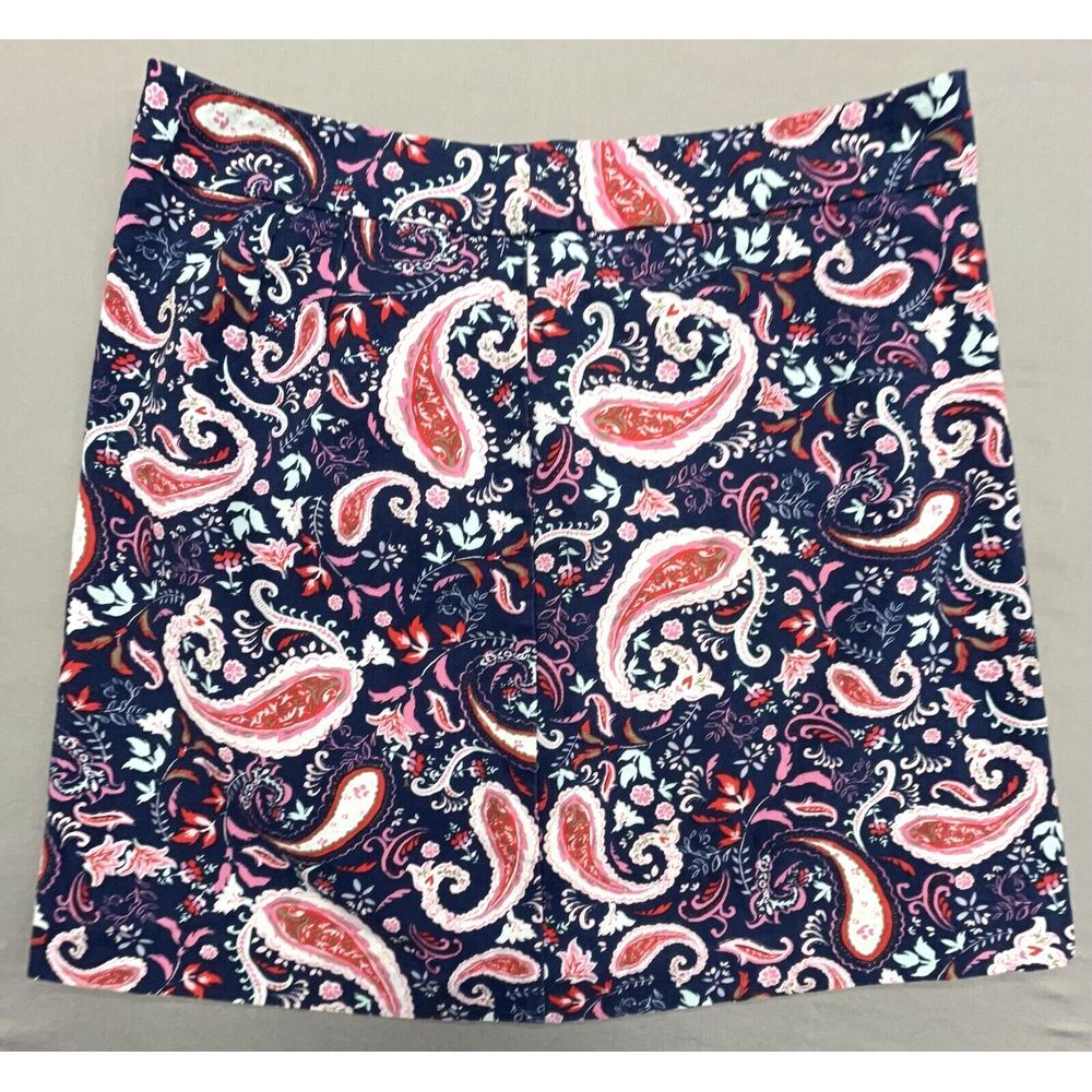 Talbots Skirt 12 Blue‎ Pink Paisley Mini Pencil Stretch Lined Career